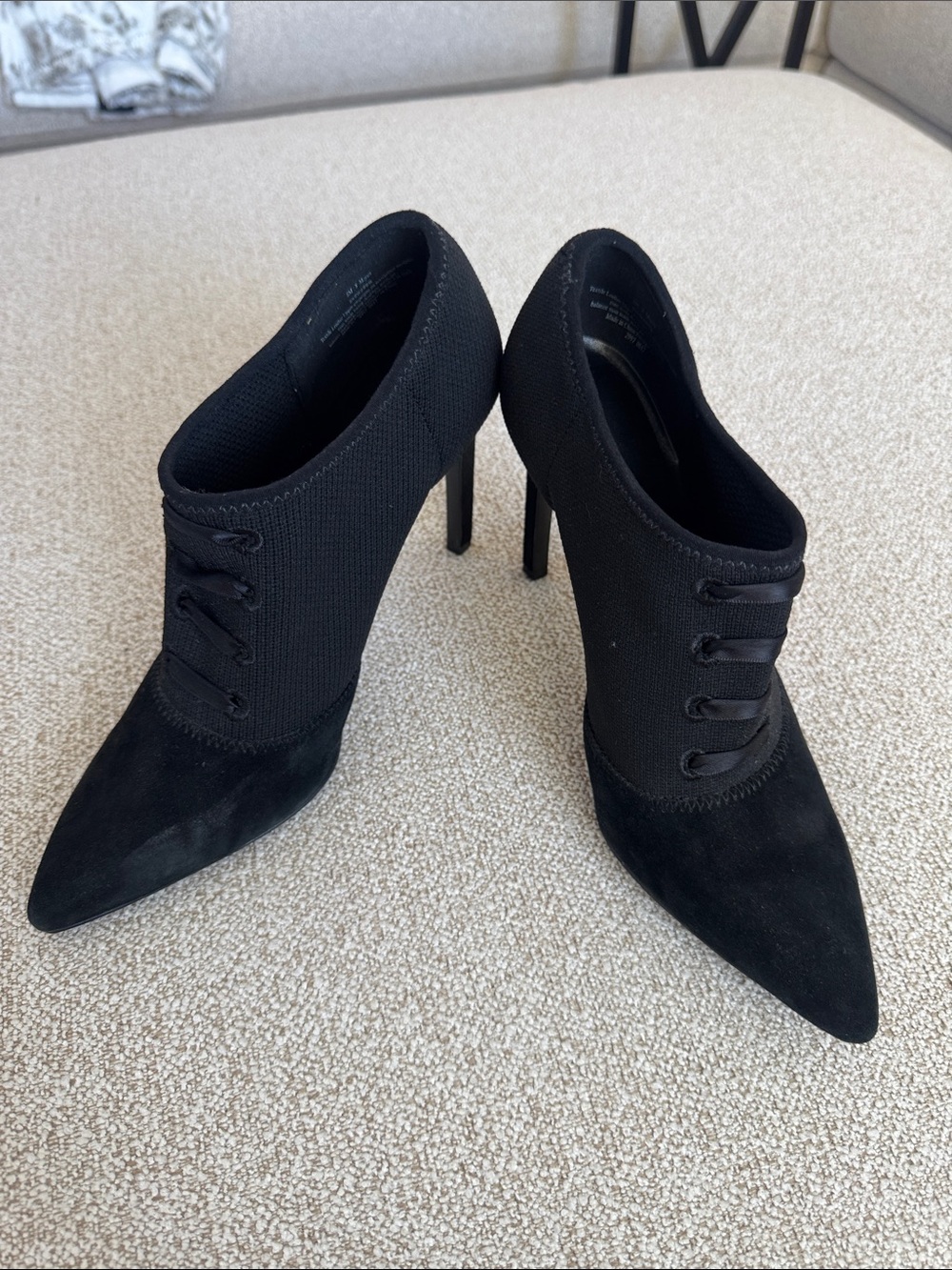 Nine West Black Pointed-Toe Stiletto Ankle Booties